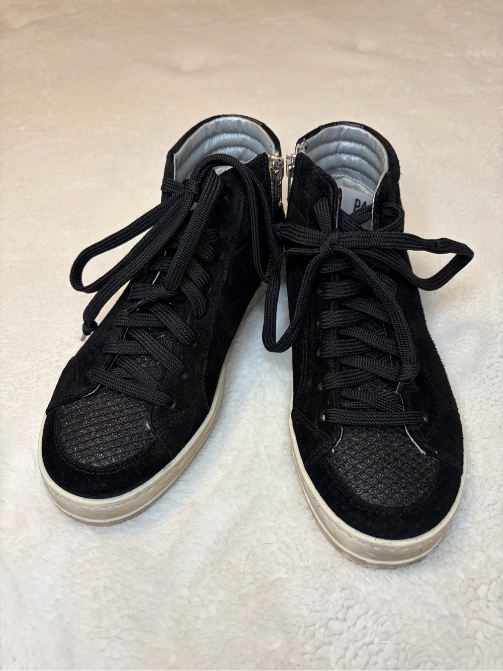 P448 Women Size 35.  Black Suede Leather Skate High Top Sneakers